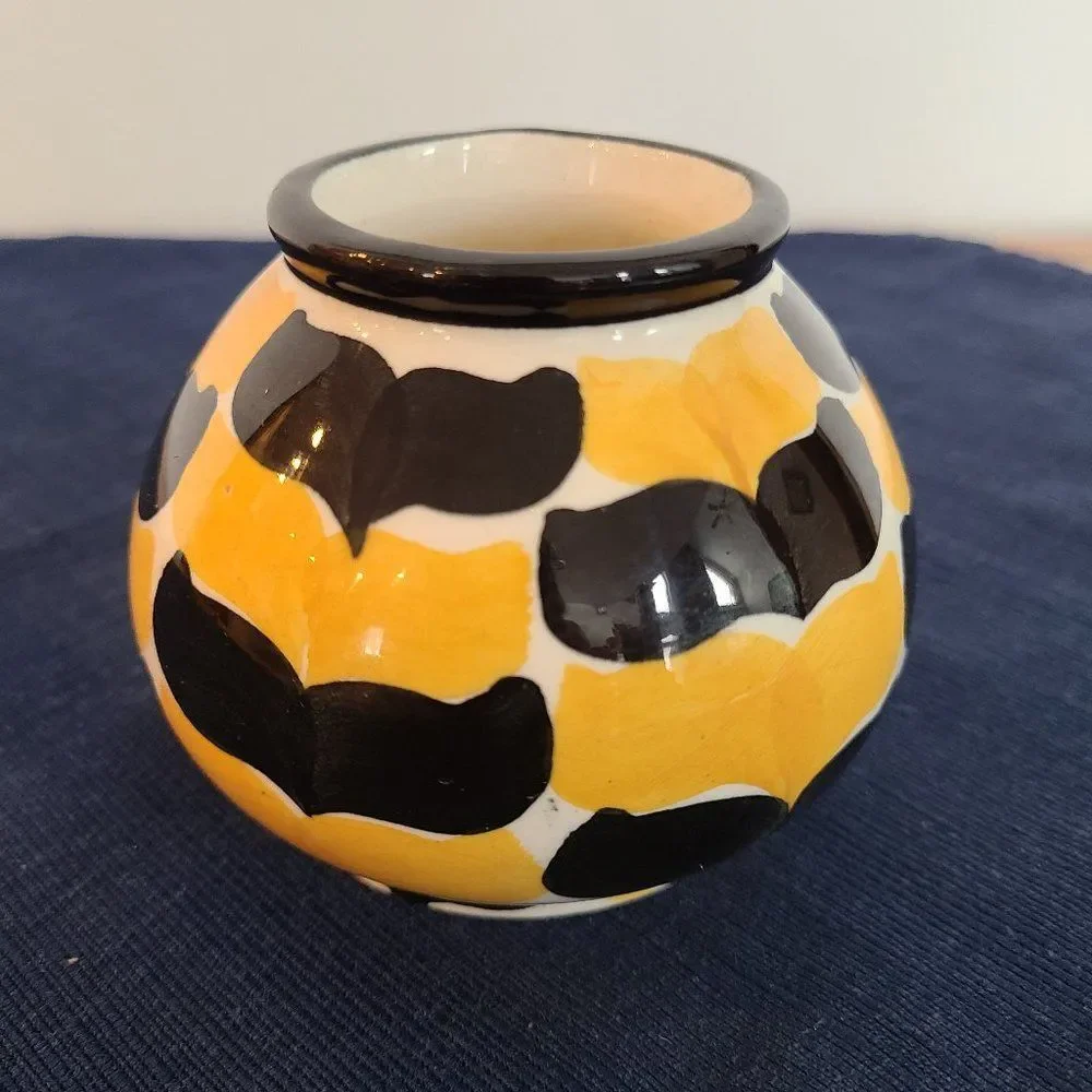 Bavarian Pottery Ceramic Pot Hand Painted Underglazed Signed 134/150 Chevron